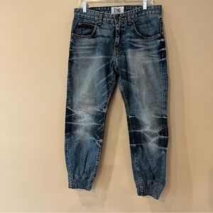 Vintage Denim Jogger Style‎ Jeans Men 34 x 28 Unique Whisker Fading Tye Die USA